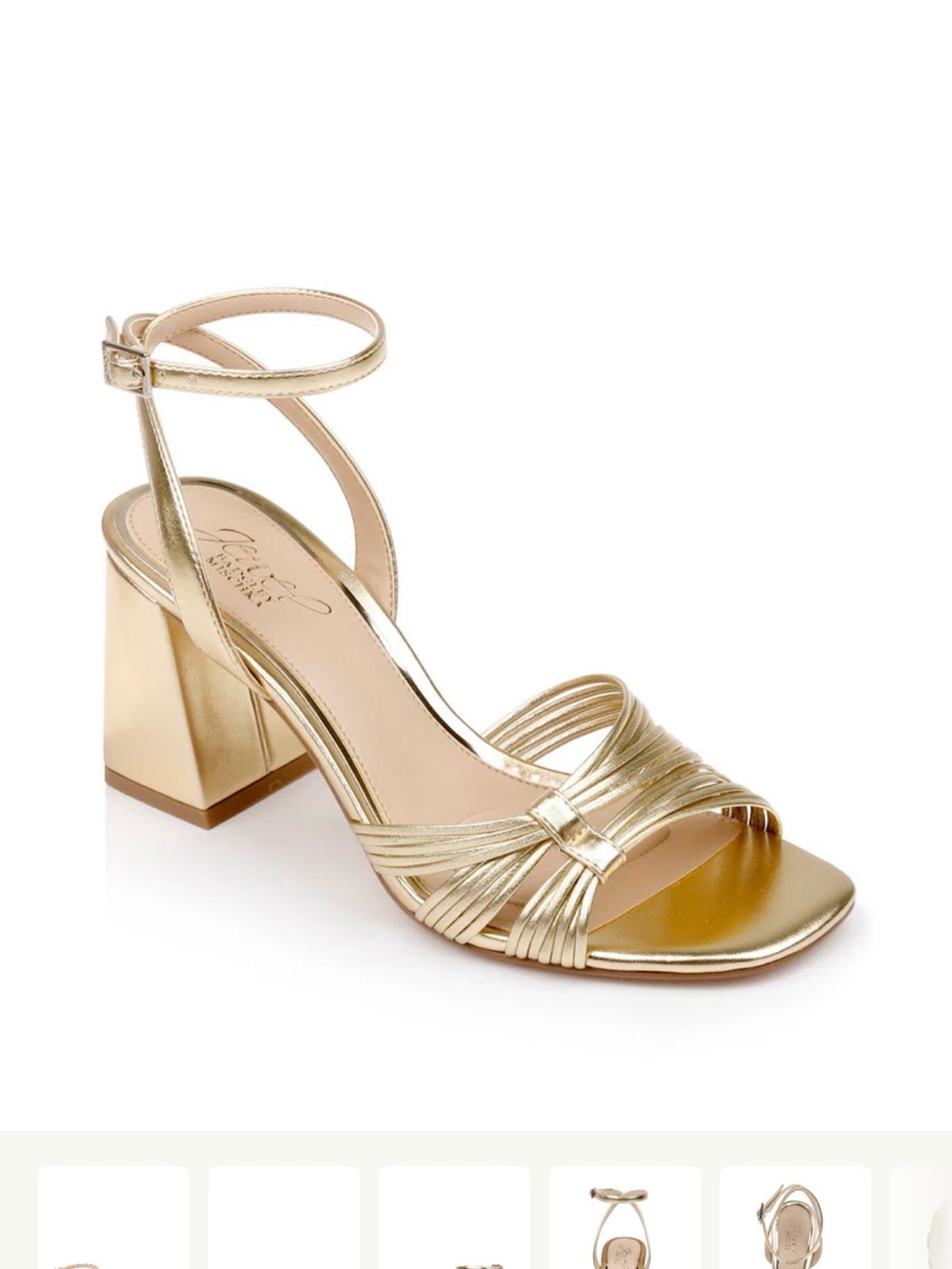 Jewel Badgley Mischka Metallic Gold Ankle-Strap Block Heel Sandal